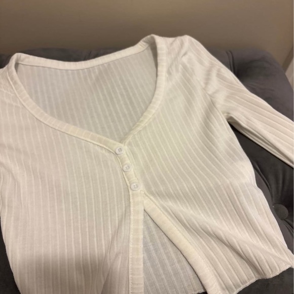 Shein White Ribbed Button-Up Cardigan - Picture 1 of 1